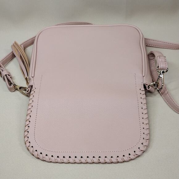 NWOT Elegant Faux Leather Fringe Casual Cute Pink Crossbody Bag Purse - Picture 10 of 13